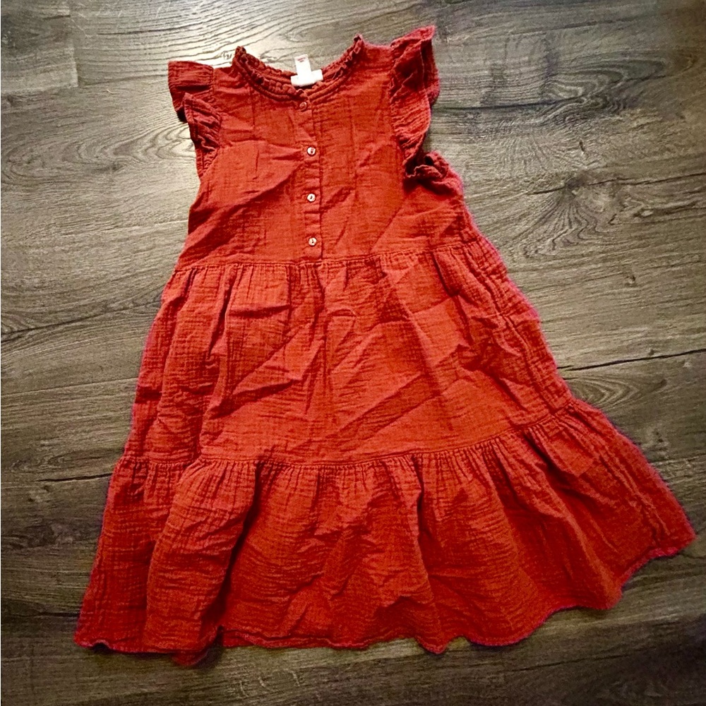 Girls' Orange Ruffled Dress
